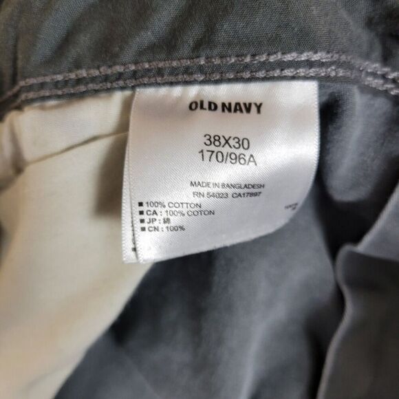 Old Navy Pants Mens 38x28 Gray Cargo Workwear Straight Leg Relaxed Fit Cotton - Picture 8 of 14